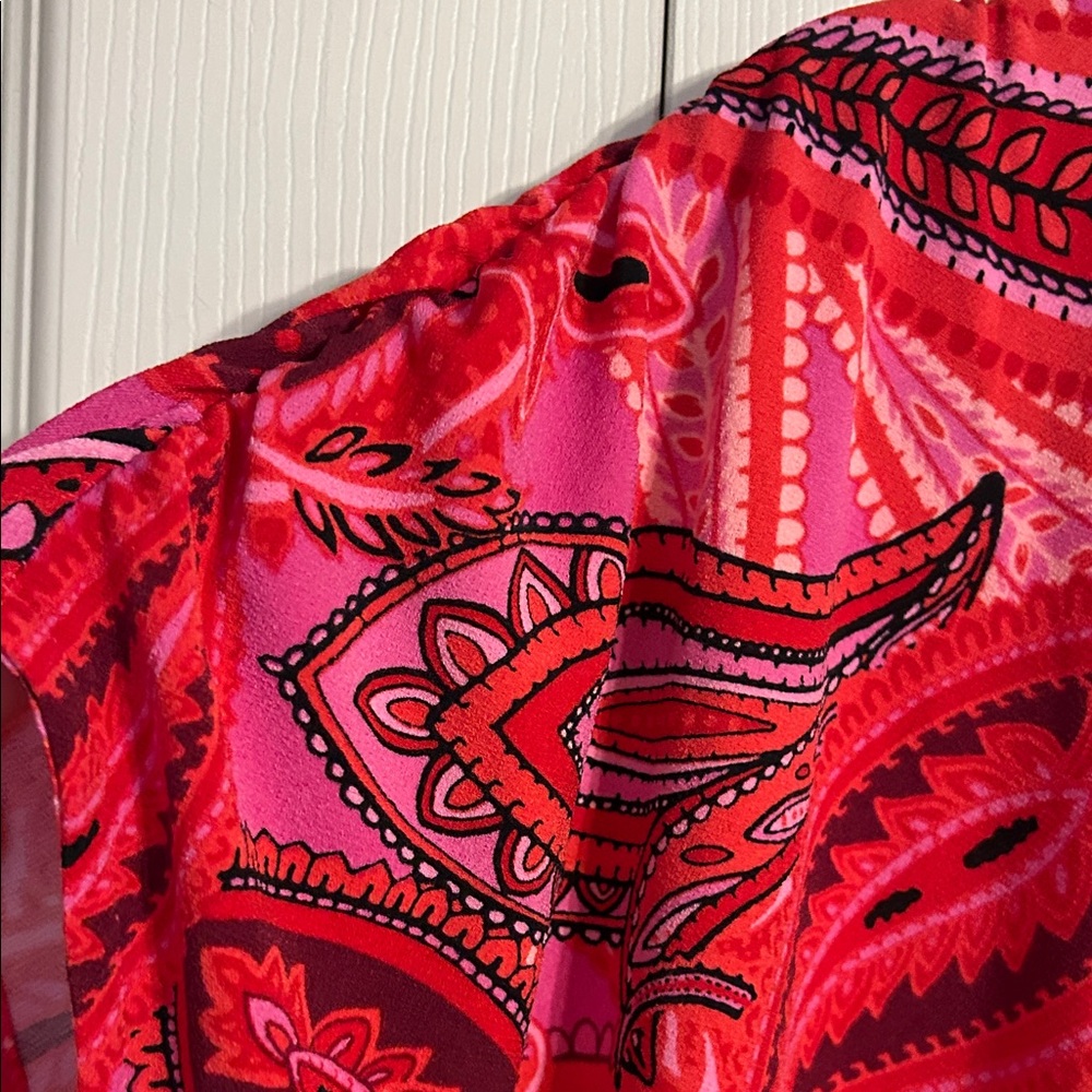INC International Concepts Red Pink Paisley Blouse NWT 2X Stretch Pullover - Picture 9 of 10